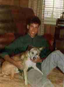 Brother Mike and Domino in VA, 1987 (the ole pup was 14)